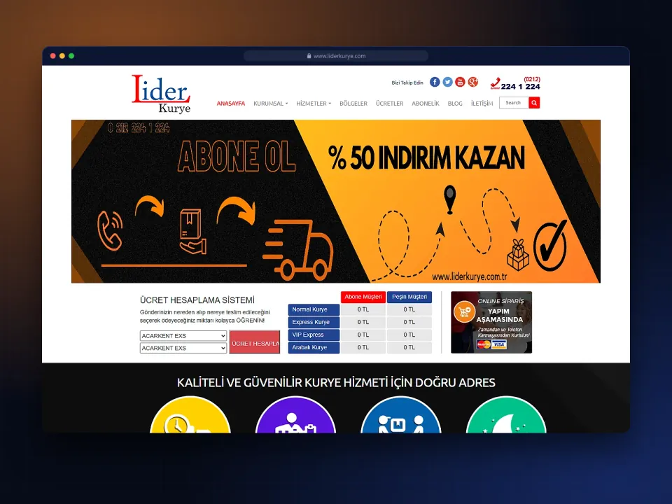 Lider Kurye website